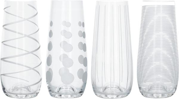 MIKASA Cheers Martinigläser, 290 ml, 4 Stück, Kristallglas, Silber, 230 ml, Set of 4