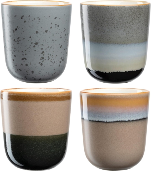 LEONARDO Becher Keramikbecher ROMA, 4er-Set, farblich sortiert, Keramik, spülmaschinengeeignet, in vier verschiedenen Farben