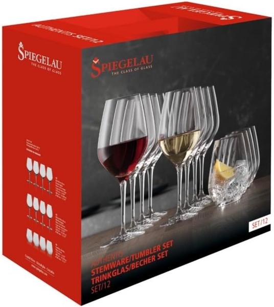 Spiegelau 12er Set Rotwein, Weißwein, Universal 440/01/02 Authentis