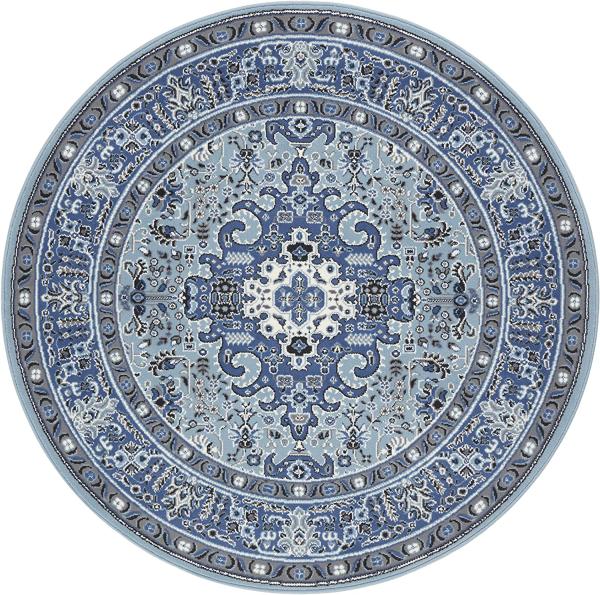 Orientalischer Kurzflor Teppich Skazar Isfahan Himmelblau - 160 cm Durchmesser