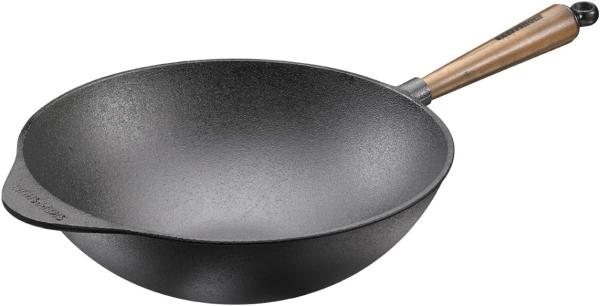 Skeppshult Wok Gusseisen mit Walnussholzgriff - Schwarz - 29 bis 32 cm