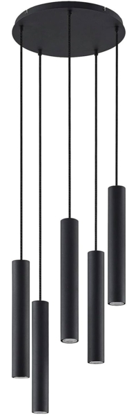Lindby Hängeleuchte Sanad, dimmbar, Leuchtmittel nicht inklusive, Modern, Stahl, sandSchwarz, 5 flammig, GU10, Deckenlampe