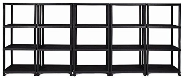 ONDIS24 Steckregal Regal, Lagerregal, 60 x 30 x 138 (H) cm, 12 Zoll, 5-tlg, Kunststoff, anthrazit, bis maximal 125 kg belastbar