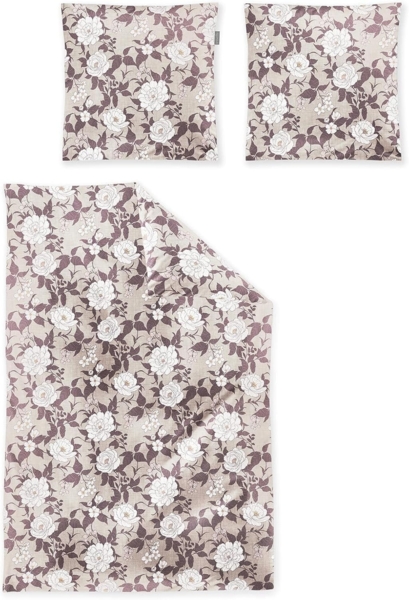 Irisette Feinbiber Bettwäsche Koala 135x200 Blumen Rosen rosa sand 8531-60