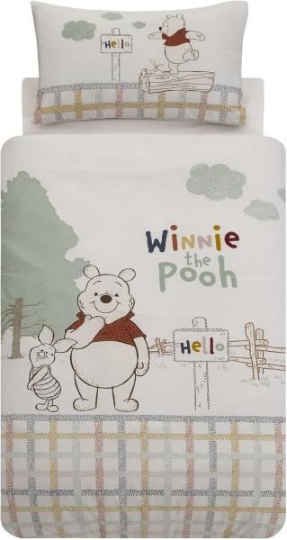 Disney Matratze, Decken, Spannbetttuch Disney Winnie The Pooh Bettwäsche-Set 100x135 cm - 100% Bio-Baumwolle