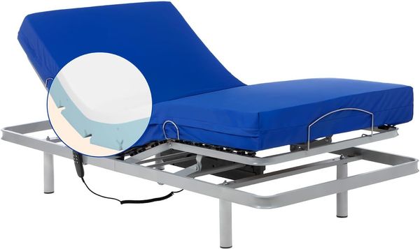 Gerialife Gelenk Bett mit viskoelastischer Matratze, wasserdicht (90x190 cm), Metall M, grau, 90x190