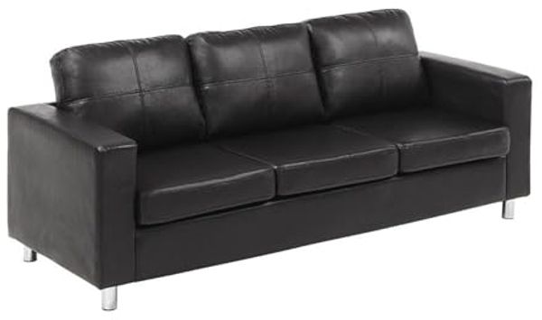 Vente-unique - ACKLEY Sofa Kunstleder Schwarz - B 75 cm x H 77 cm x L 196 cm