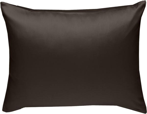 Bettwaesche-mit-Stil Mako-Satin / Baumwollsatin Bettwäsche uni / einfarbig Espresso Braun Kissenbezug 70x90 cm