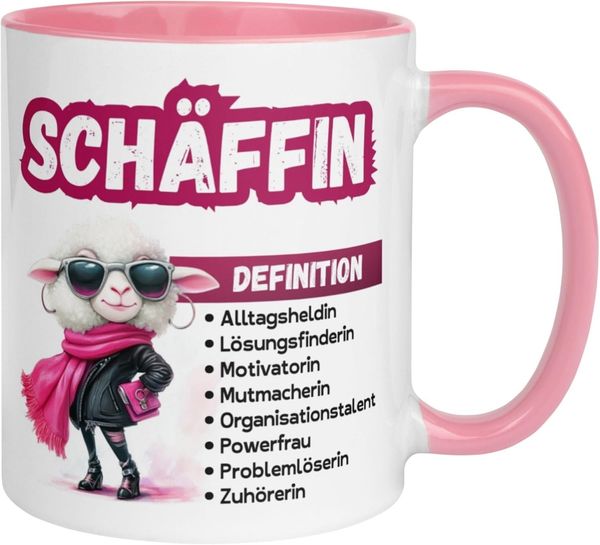 Momentals Tasse Chefin – „Schäffin - Definition“ – Geschenk Becher Chefin, Gratis Versand · Links-&Rechtshänder · Spülmaschinenfest