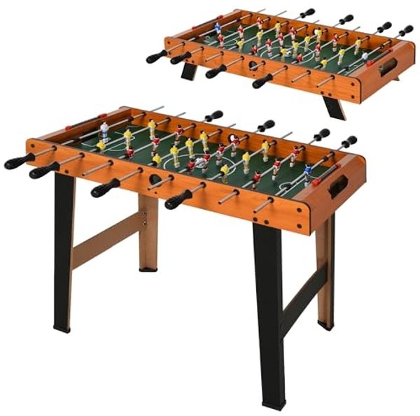 HOMCOM Mini-Tischkicker mit Punktezähler und Bällen (Tischfußball, 1-tlg, Spieltisch), für Spielzimmer, Naturholz