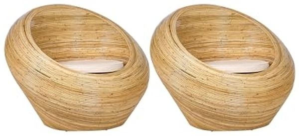 Gartensessel 2er Set MAIORI Rattan Natürlich
