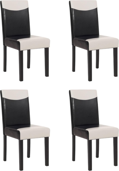 4er-Set Esszimmerstuhl Stuhl Küchenstuhl Littau ~ Kunstleder, schwarz-weiß, dunkle Beine