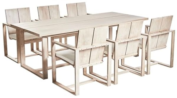 Beliani 'AZZANELLO' Gartenmöbel Set, 6-Sitzer, Akazienholz cremeweiß