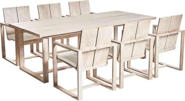 Gartenmöbel Set 6-Sitzer AZZANELLO Akazienholz Cremeweiß