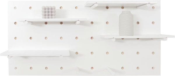 Wandpaneel HWC-P24, Wanddekoration Wandregal Steckboard Lochplatte, 4 Ebenen Aufhängung 100x50cm FSC® ~ weiß