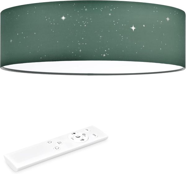Navaris Deckenleuchten LED Deckenlampe rund mit Sterneneffekt, dimmbar, Dunkelgrün