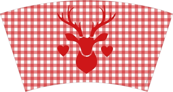 infinite by GEDA LABELS (INFKH) Hirsch kariert Coffee to go Becher, Kunststoff, Rot-weiß, 9 x 9 x 17 cm Bild 2