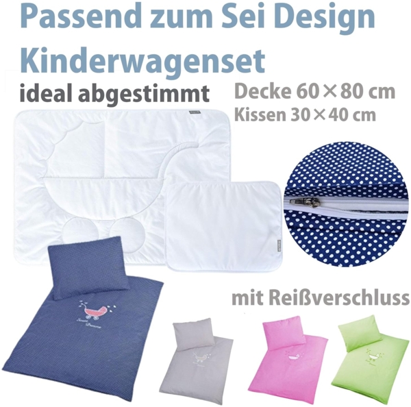 sei Design® Kinderbettwäsche 2 TLG. Babybettwäsche passend zu Kinderwagenset: Bettdeckenbezug 60x80 + Kopfkissenbezug 30x40 Bild 5