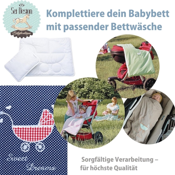 sei Design® Kinderbettwäsche 2 TLG. Babybettwäsche passend zu Kinderwagenset: Bettdeckenbezug 60x80 + Kopfkissenbezug 30x40 Bild 7