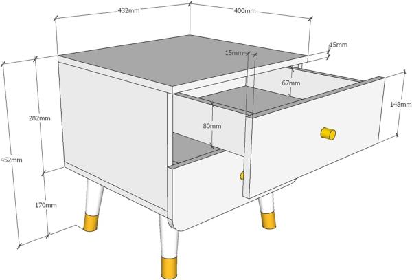 Vipack 'Billy' Nachtkonsole, lackiert Satin Weiß, mit 2 Schubladen Bild 3