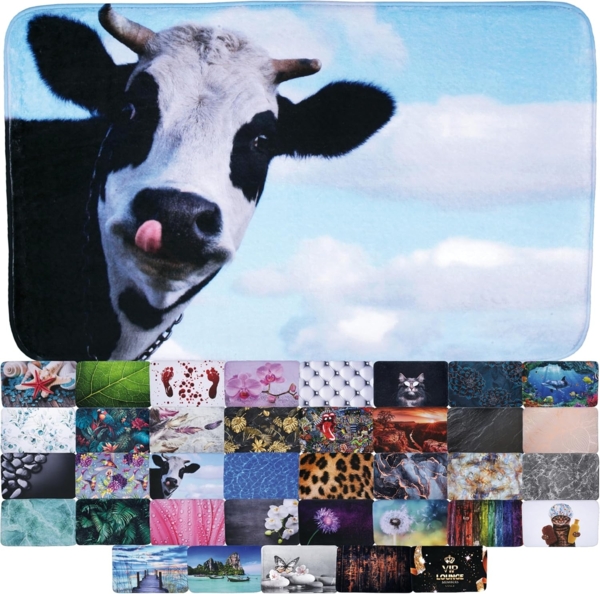 Sanilo Badematte Kuh, rutschhemmend, waschbar, schnelltrocknend, Polyester, rechteckig, sehr weich, hochwertig & modern, 50 x 80 cm oder 70 x 110 cm