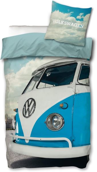 BERONAGE Wendebettwäsche VW Volkswagen Bulli Sky Bettwäsche Linon / Renforcé 059-B Bettbezug, 100% Baumwolle, 2 teilig, 135x200 + 80x80 cm