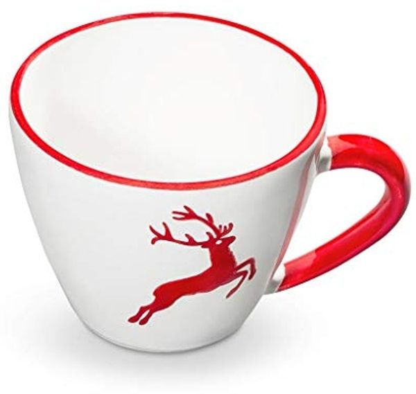 Rubinroter Hirsch Cappuccino Tasse (0,16L) - Gmundner Keramik Cappuccinotasse - Mikrowelle geeignet, Spülmaschinenfest