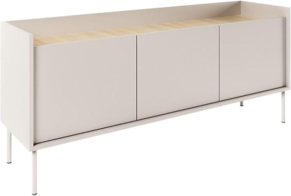 Selsey TV Lowboard 140 cm Modernes Lowboard Fernseher Kommode in Taupe Laminat, Metallbeine, Matte Oberfläche TV Unterschrank für Wohnzimmer Elegantes TV-Lowboard Design