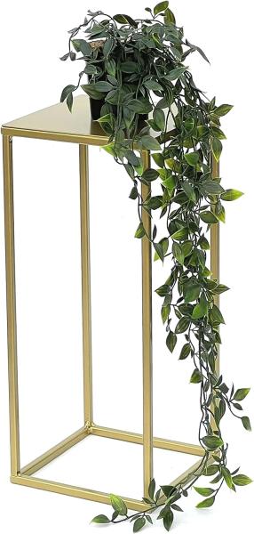 DanDiBo Blumenhocker Metall Gold Eckig S 42 cm Blumenständer Beistelltisch 96406 Blumensäule Modern Pflanzenständer Pflanzenhocker