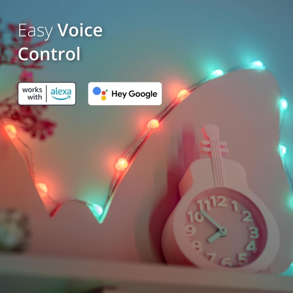 Twinkly Strings USB-C Hearts 200 LED, LED-Lichterkette in Herzform, RGB LED-Lichter Mehrfarbig, Kompatibel mit Alexa und Google Home, Weihnachtsdeko, Stromversorgung USB-C, Grünes Kabel, 12m Bild 2