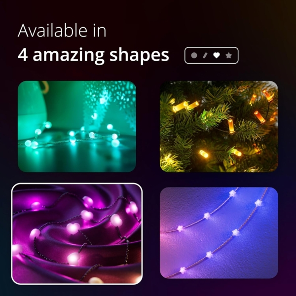 Twinkly Strings USB-C Hearts 200 LED, LED-Lichterkette in Herzform, RGB LED-Lichter Mehrfarbig, Kompatibel mit Alexa und Google Home, Weihnachtsdeko, Stromversorgung USB-C, Grünes Kabel, 12m Bild 7