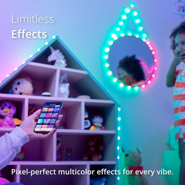 Twinkly Strings USB-C Hearts 200 LED, LED-Lichterkette in Herzform, RGB LED-Lichter Mehrfarbig, Kompatibel mit Alexa und Google Home, Weihnachtsdeko, Stromversorgung USB-C, Grünes Kabel, 12m Bild 5