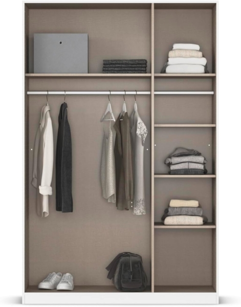 Rauch Möbel Alabama Drehtürenschrank Schrank Kleiderschrank Grau mit Spiegel, 3-türig, Inklusive Zubehörpaket Classic, 2 Kleiderstangen, 5 Einlegeböden, BxHxT 136 x 210 x 54 cm Bild 6