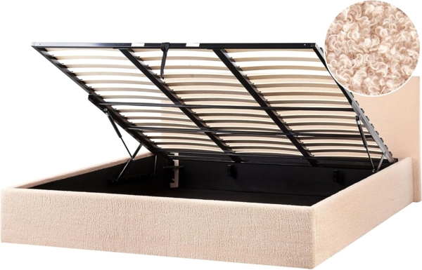 Bett mit Stauraum Bouclé ORBEY 180 x 200 cm Beige