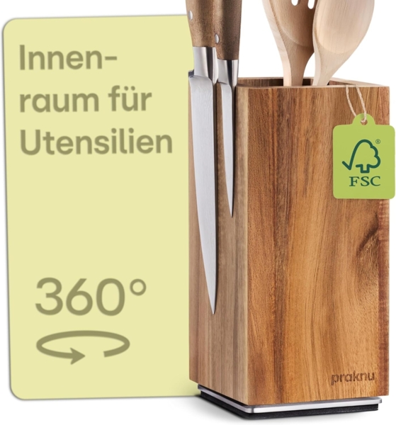 Praknu Magnet-Messerblock Praknu Messerblock Magnetisch 360° drehbar ohne Messer (1tlg), Rutschfest