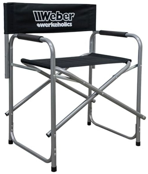 Weber GmbH Klappstuhl #Werkeholics Regiestuhl schwarz (1 St), bis 100kg, XXL Campingstuhl, extra breite Sitzfläche