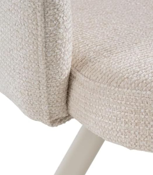 Home4You Polsterstuhl, Ecru, Sandgrau matt, Polyester, Metallgestell, 180 Grad drehbar mit Rückholfunktion, B 58 x H 83 x T 61 cm Bild 6