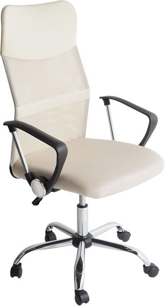 Beliani 'Design' Bürostuhl höhenverstellbar, Kunstleder beige, 63x114-122x63 cm