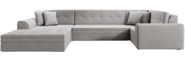 Designer Sofa Velio mit Schlaffunktion Samt Hellgrau Links