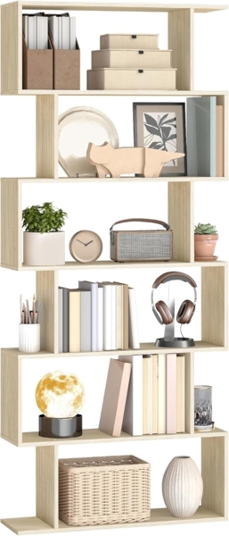 VASAGLE Bücherregal mit 6 Ebenen, naturbeige, 24 x 70 x 191,6 cm