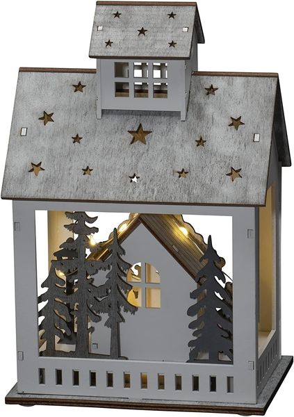 Konstsmide LED Holzsilhouette 'Haus und Markt' warm/weiss