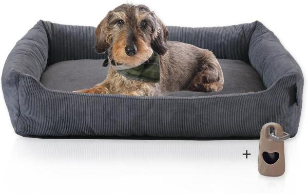 Rohrschneider Tierbett Hundebett Hundekorb Cordstoff, inkl. Gassibeutel