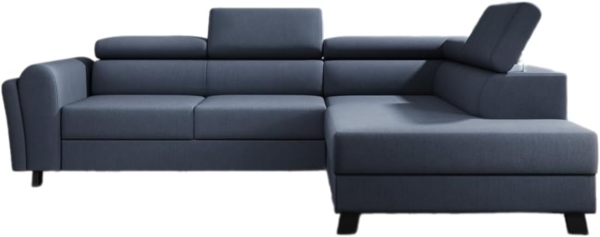 Designer Sofa Kira mit Schlaf- und Klappfunktion Stoff Blau Rechts