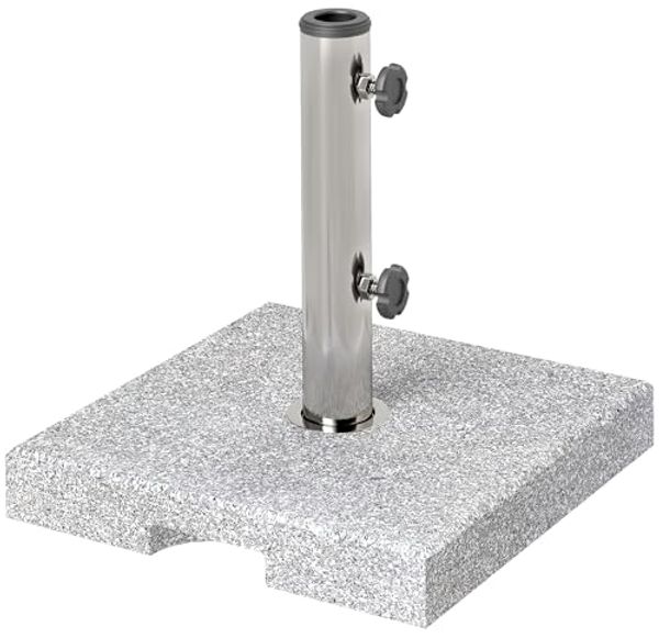 Outsunny Schirmhalter 21kg, Schirmständer, Quadratisch, für Stöcke bis Ø 48 mm, Sonnenschirmständer aus Granit, 1 tlg, Schirmständer