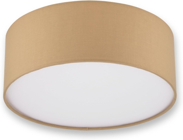 REV Deckenleuchte - Deckenlampe rund 30cm mit Stoff-Lampenschirm im modernen Look – ideal für Schlafzimmer, Wohnzimmer & Kinderzimmer, jute