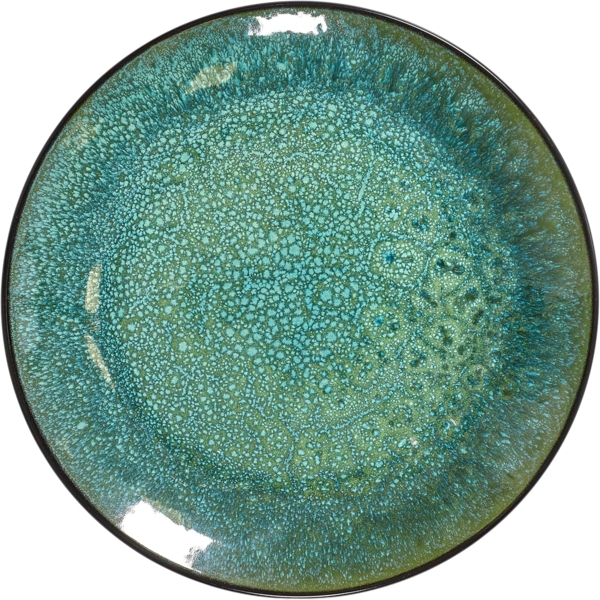 HOME DECO FACTORY, KA0430, Elia Plate in Durable Ceramic, modern and elegant Design, ideal for All Your Meals, Dishwasher Safe, 27 cm, Green and Black Bild 3