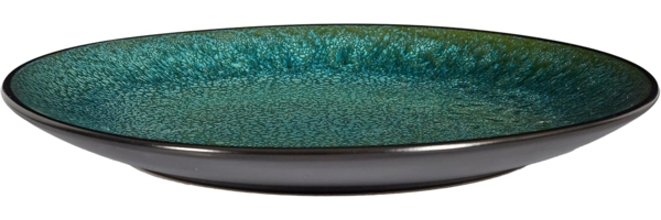 HOME DECO FACTORY, KA0430, Elia Plate in Durable Ceramic, modern and elegant Design, ideal for All Your Meals, Dishwasher Safe, 27 cm, Green and Black