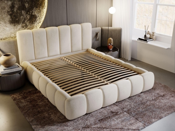 GrainGold Polsterbett CLOUD, Modern Bett mit Kopfteil - 200x200 cm, Beige (1x Bett) Bild 6