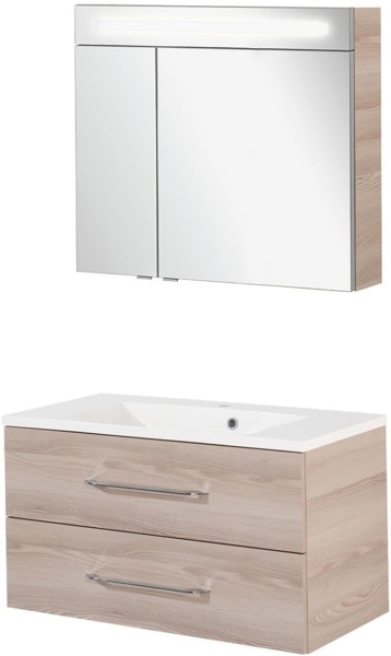 Fackelmann B.CLEVER Badmöbel Set 3-teilig, 90 cm, Braun hell