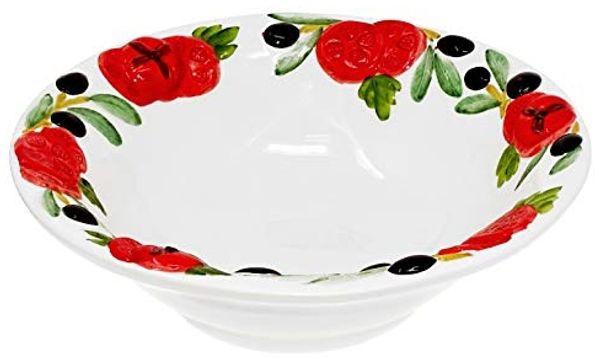 Lashuma Obstschale Tomate Olive, Keramik, (1-tlg), Pasta Schüssel rund Ø 27 mit Relief Dekor